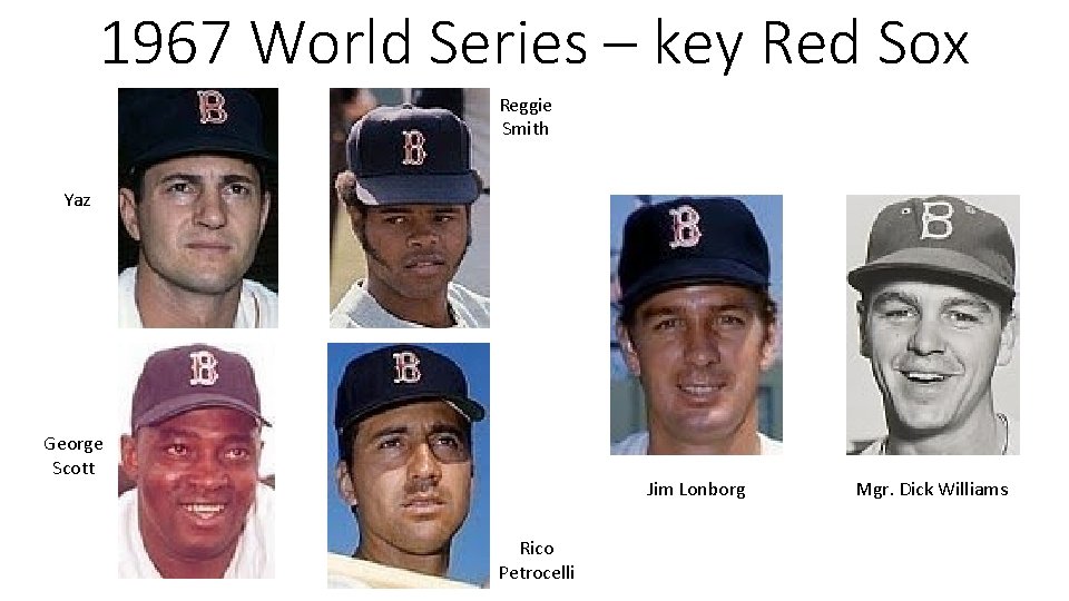 1967 World Series – key Red Sox Reggie Smith Yaz Tony Oliva George Scott