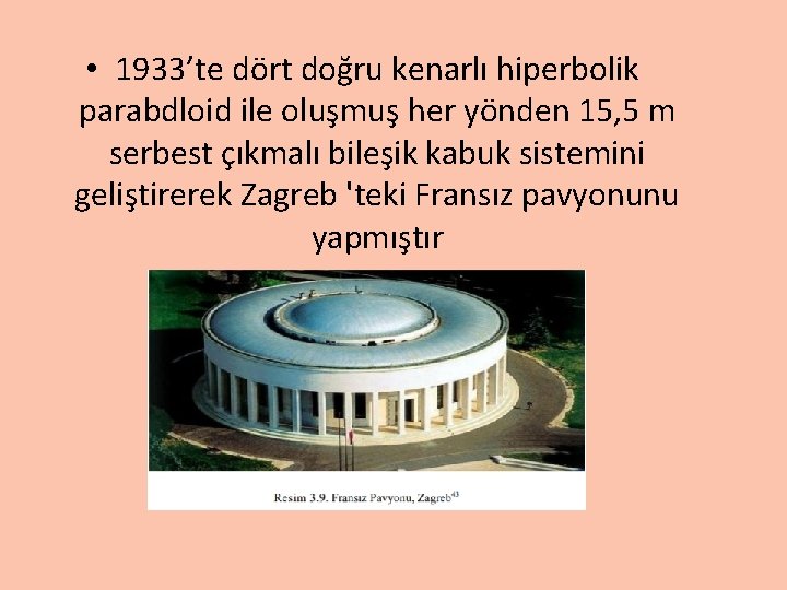  • 1933’te dört doğru kenarlı hiperbolik parabdloid ile oluşmuş her yönden 15, 5