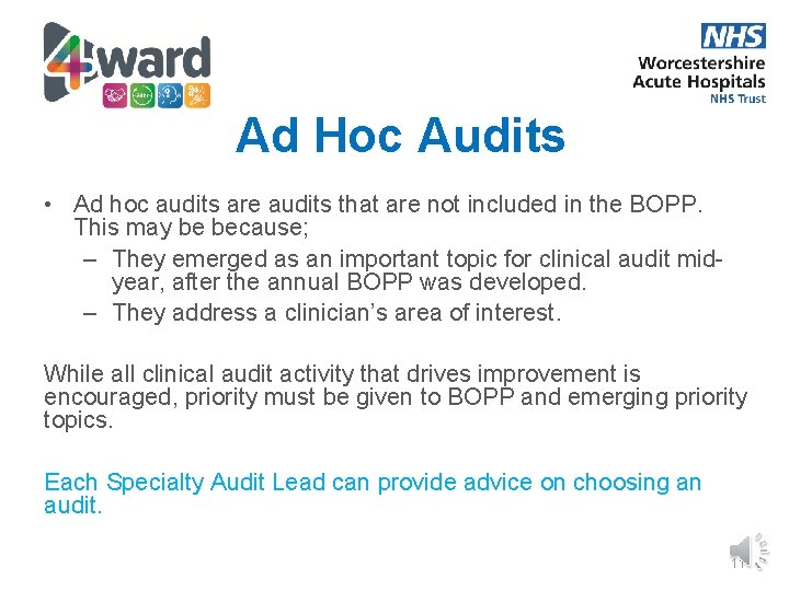 Ad Hoc Audits • Ad hoc audits are audits that are not included in