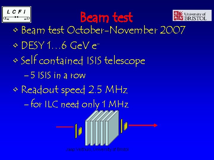 Beam test • Beam test October-November 2007 • DESY 1… 6 Ge. V e