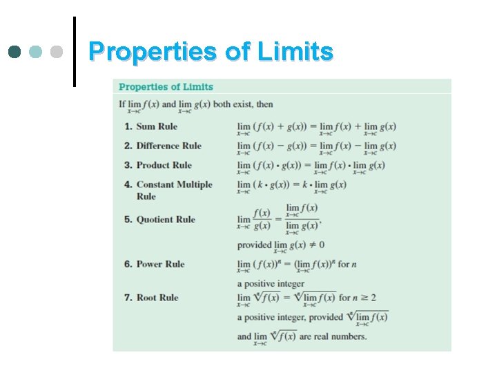 Properties of Limits 