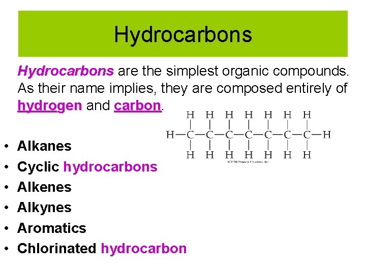 Hydrocarbons are the simplest organic compounds. As their name implies, they are composed entirely