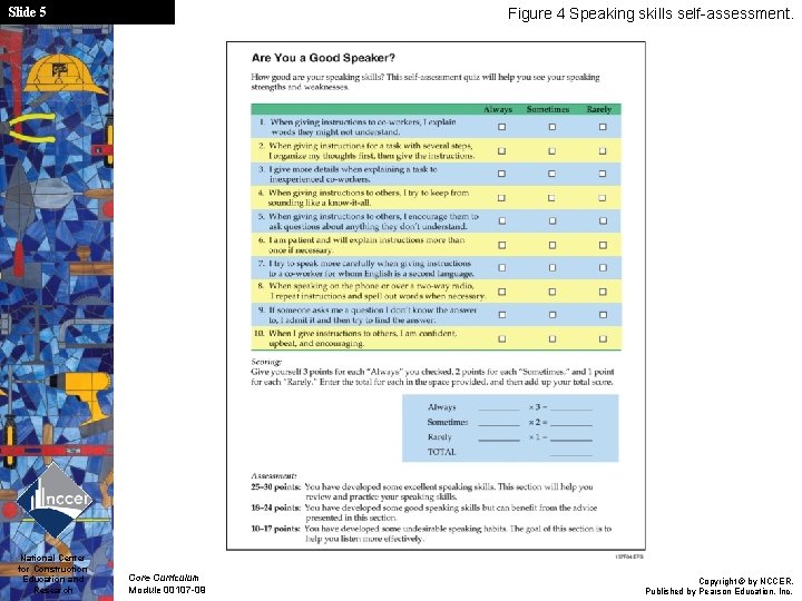 Slide 5 National Center for Construction Education and Research Figure 4 Speaking skills self-assessment.