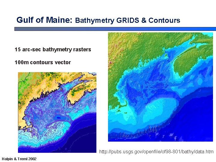 Gulf of Maine: Bathymetry GRIDS & Contours 15 arc-sec bathymetry rasters 100 m contours Gulf of Maine: Bathymetry GRIDS & Contours 15 arc-sec bathymetry rasters 100 m contours