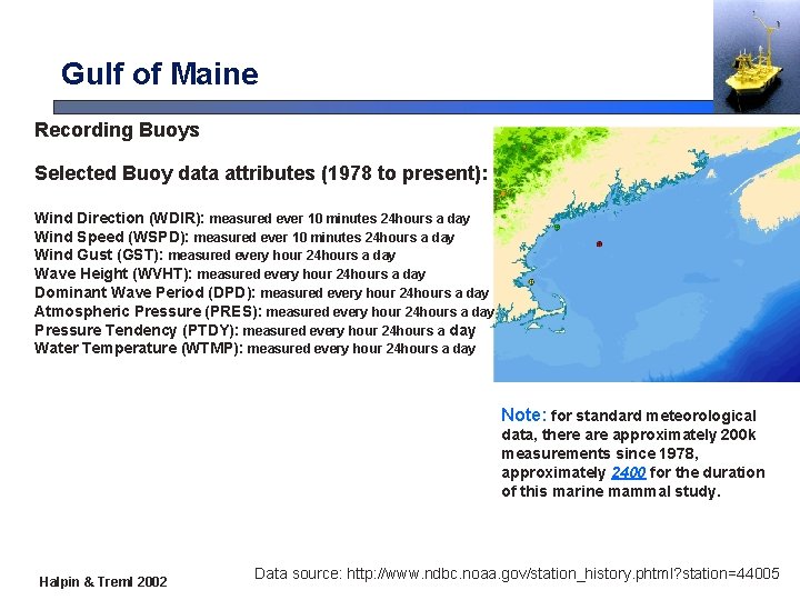 Gulf of Maine Recording Buoys Selected Buoy data attributes (1978 to present): Wind Direction Gulf of Maine Recording Buoys Selected Buoy data attributes (1978 to present): Wind Direction