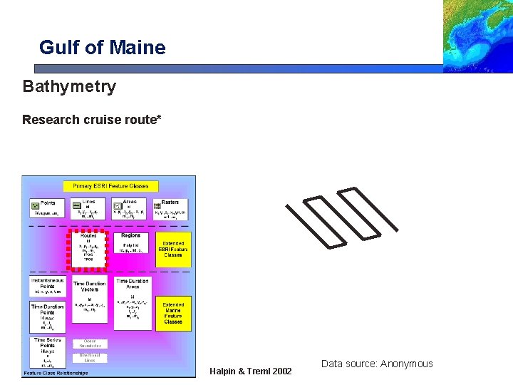 Gulf of Maine Bathymetry Research cruise route* Halpin & Treml 2002 Data source: Anonymous Gulf of Maine Bathymetry Research cruise route* Halpin & Treml 2002 Data source: Anonymous