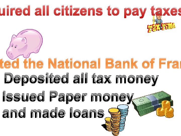 uired all citizens to pay taxes ted the National Bank of Fran Deposited all