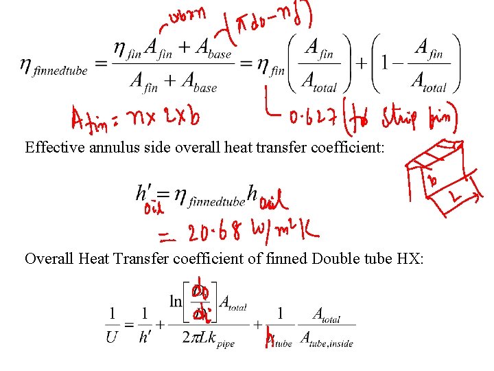 Effective annulus side overall heat transfer coefficient: Overall Heat Transfer coefficient of finned Double