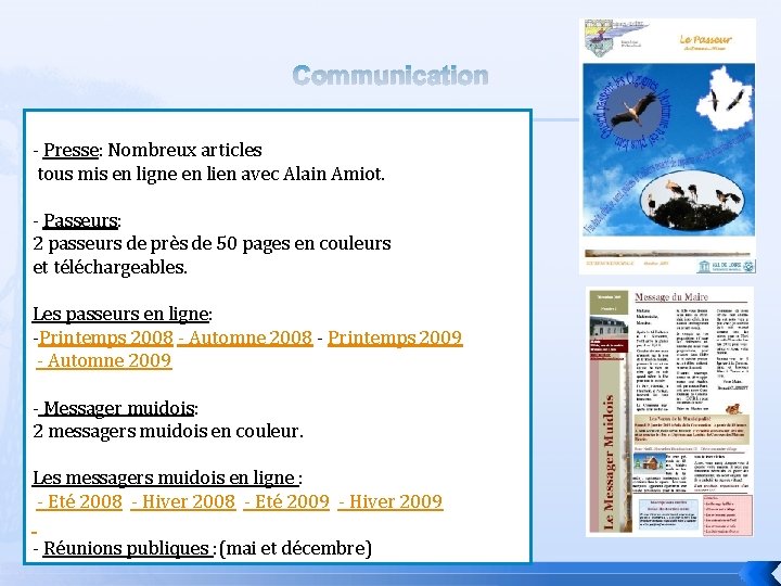 Communication - Presse: Nombreux articles tous mis en ligne en lien avec Alain Amiot.