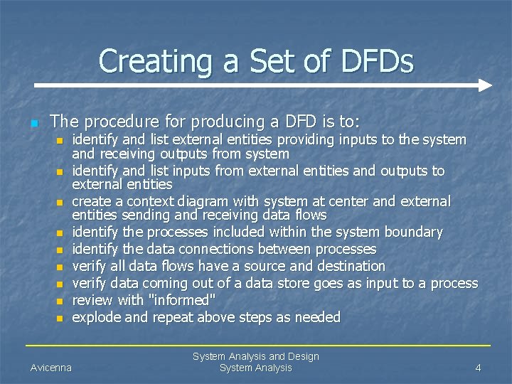 Creating a Set of DFDs n The procedure for producing a DFD is to: