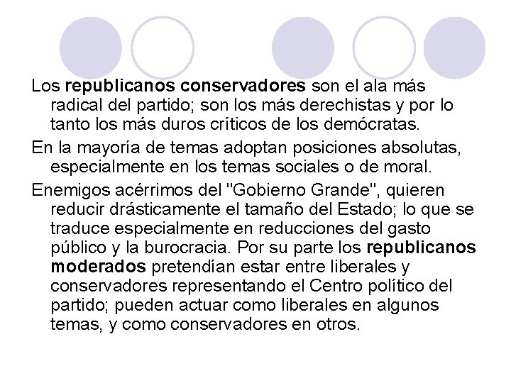 Los republicanos conservadores son el ala más radical del partido; son los más derechistas