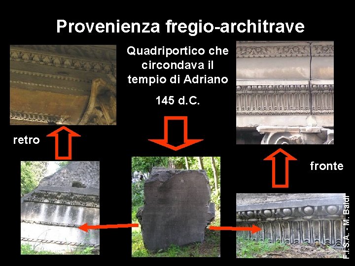 Provenienza fregio-architrave Quadriportico che circondava il tempio di Adriano 145 d. C. retro F.