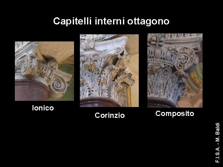 Capitelli interni ottagono Corinzio Composito F. I. S. A. - M. Baldi Ionico 