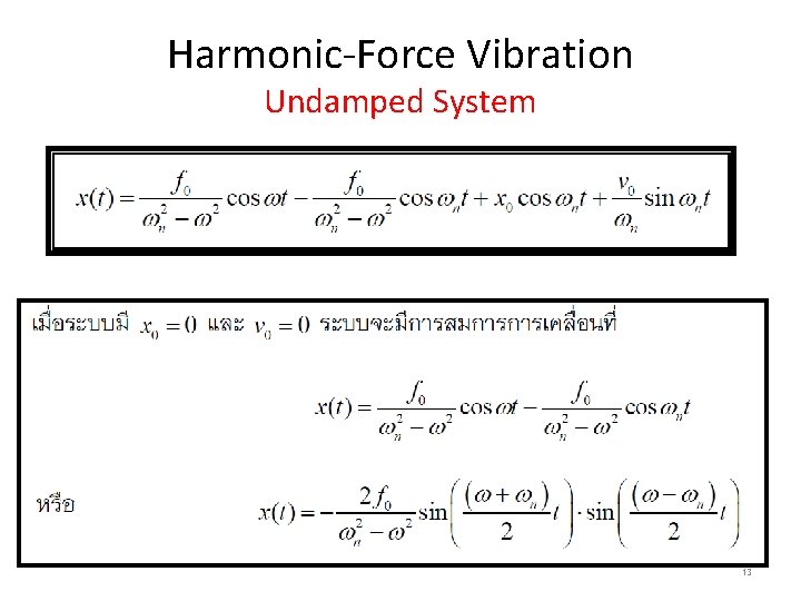 Harmonic-Force Vibration Undamped System 13 