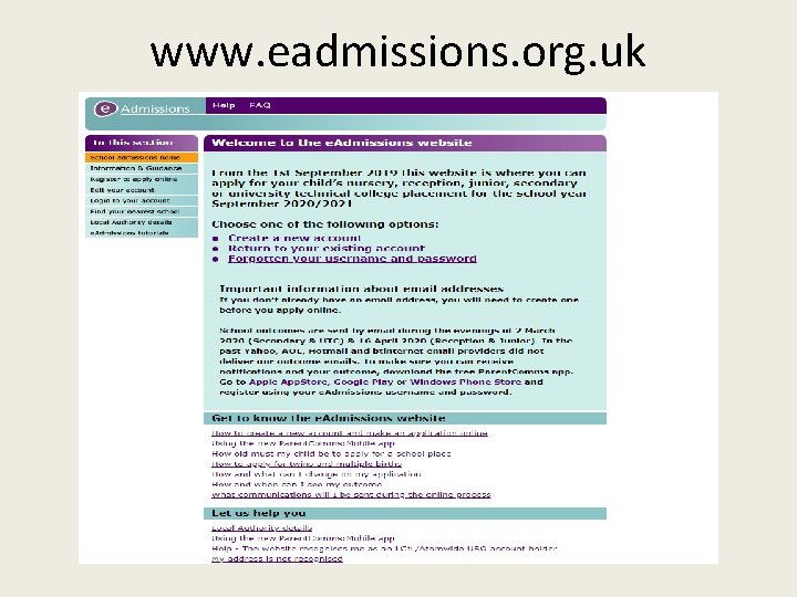 www. eadmissions. org. uk 