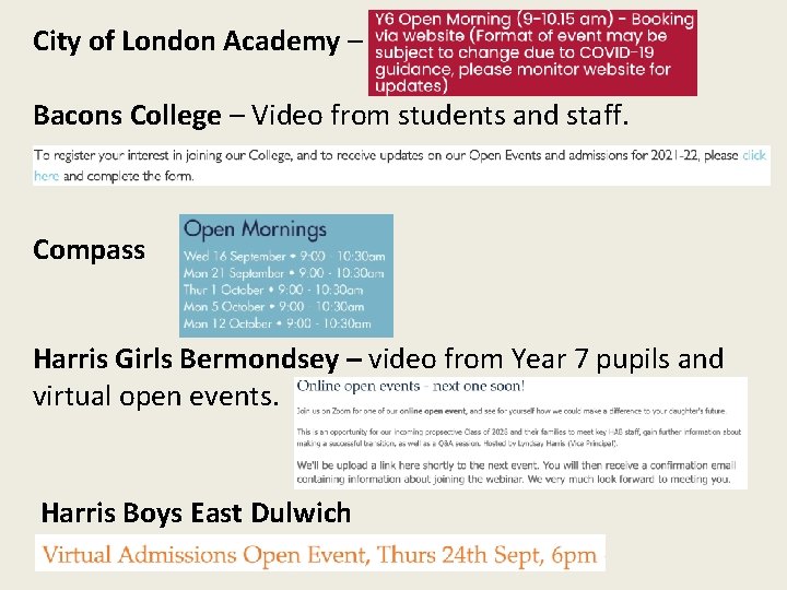 City of London Academy – Bacons College – Video from students and staff. Compass