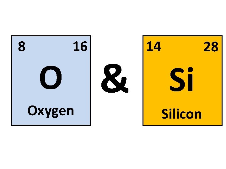8 O 16 Oxygen 14 & Si Silicon 28 