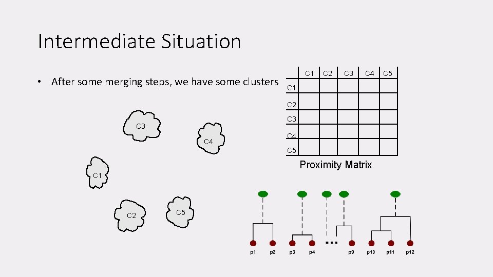 Intermediate Situation • After some merging steps, we have some clusters C 1 C