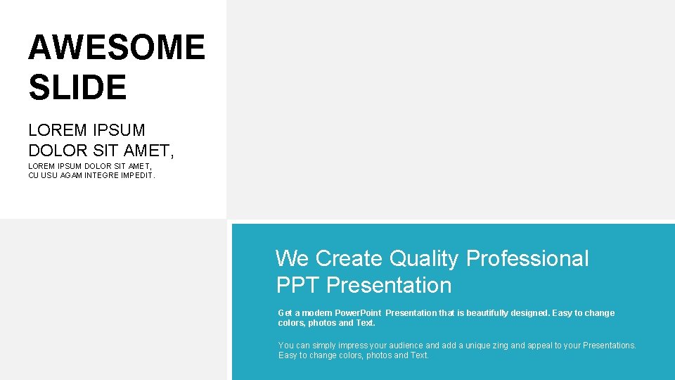 AWESOME SLIDE LOREM IPSUM DOLOR SIT AMET, CU USU AGAM INTEGRE IMPEDIT. We Create