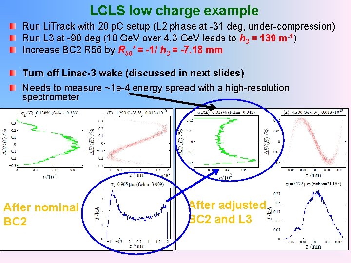 LCLS low charge example Run Li. Track with 20 p. C setup (L 2
