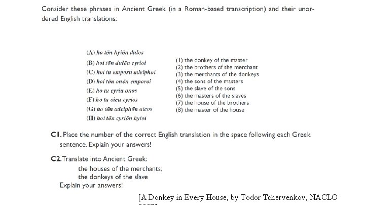 [A Donkey in Every House, by Todor Tchervenkov, NACLO 