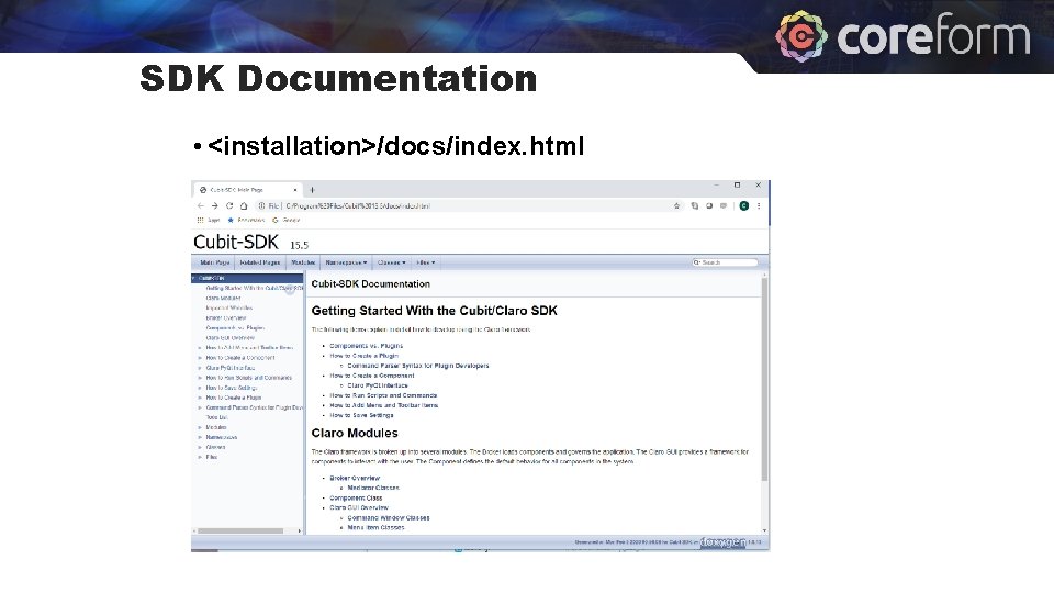 SDK Documentation • <installation>/docs/index. html 