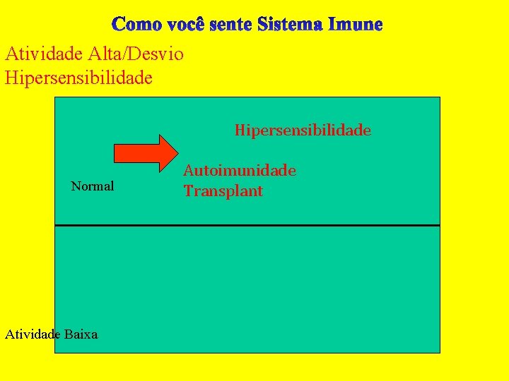 Atividade Alta/Desvio Hipersensibilidade Normal Atividade Baixa Autoimunidade Transplant 