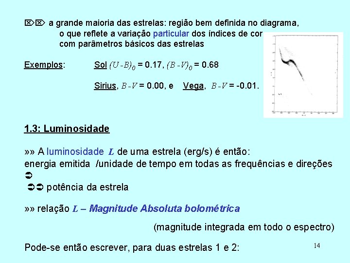  a grande maioria das estrelas: região bem definida no diagrama, o que reflete