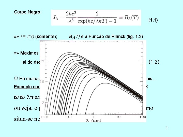 Corpo Negro: (1. 1) » » I = I(T) (somente); B (T) é a