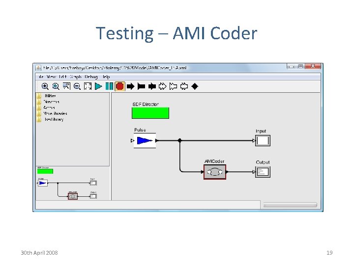 Testing – AMI Coder 30 th April 2008 19 