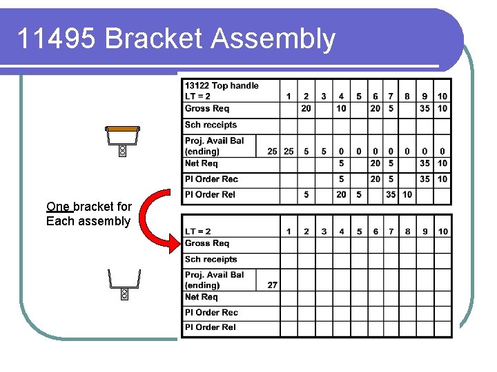 11495 Bracket Assembly One bracket for Each assembly 