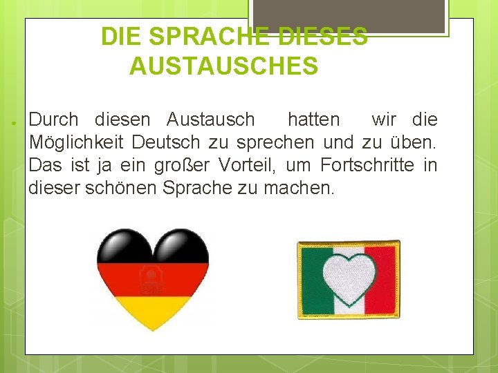 DIE SPRACHE DIESES AUSTAUSCHES ● Durch diesen Austausch hatten wir die Möglichkeit Deutsch zu