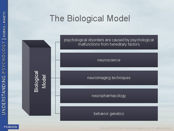 The Biological Model psychological disorders are caused by psychological malfunctions from hereditary factors Biological