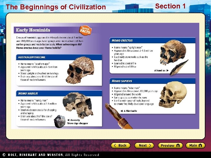 The Beginnings of Civilization Section 1 