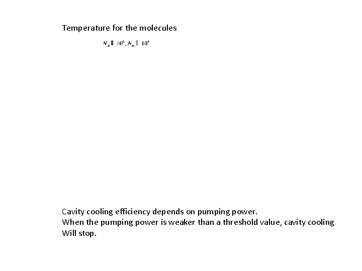 Temperature for the molecules Cavity cooling efficiency depends on pumping power. When the pumping