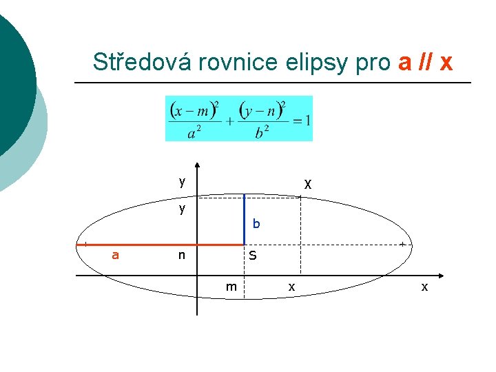 Středová rovnice elipsy pro a // x y X y b a n S