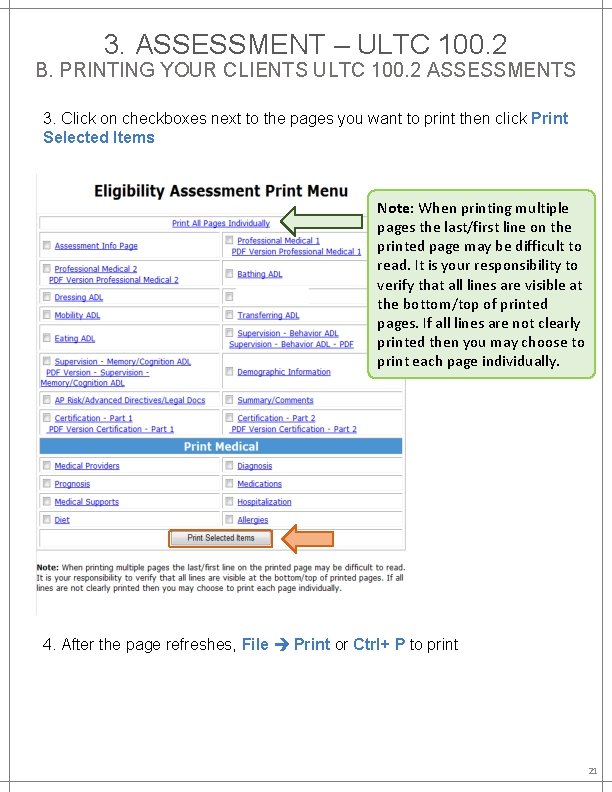 3. ASSESSMENT – ULTC 100. 2 B. PRINTING YOUR CLIENTS ULTC 100. 2 ASSESSMENTS