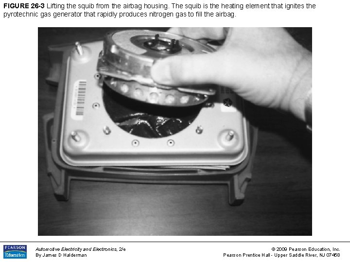 FIGURE 26 -3 Lifting the squib from the airbag housing. The squib is the