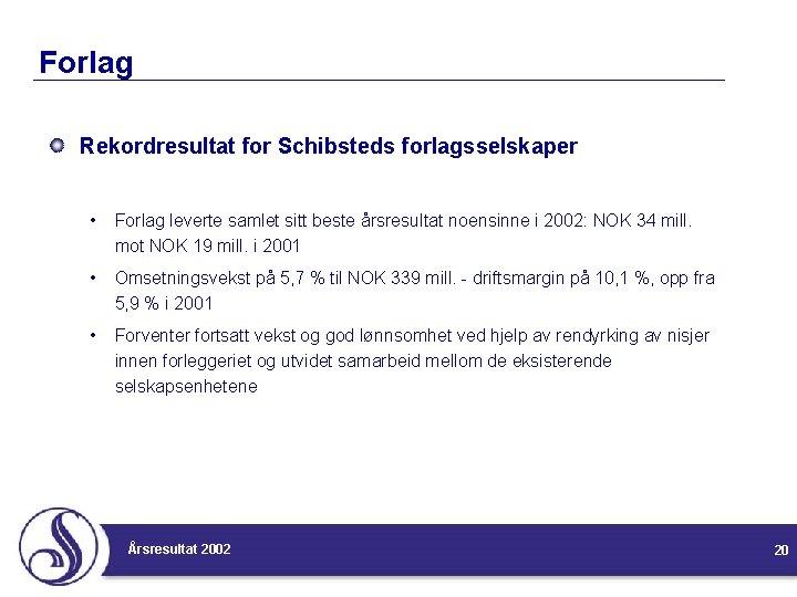 Forlag Rekordresultat for Schibsteds forlagsselskaper • Forlag leverte samlet sitt beste årsresultat noensinne i