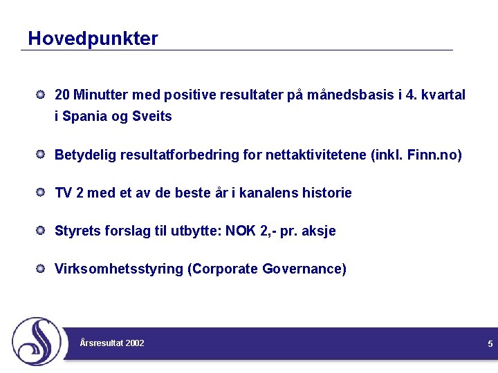 Hovedpunkter 20 Minutter med positive resultater på månedsbasis i 4. kvartal i Spania og