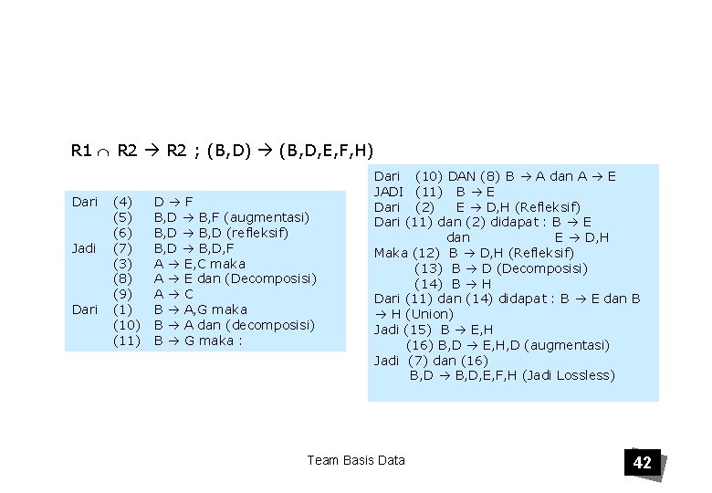 R 1 R 2 ; (B, D) (B, D, E, F, H) Dari Jadi