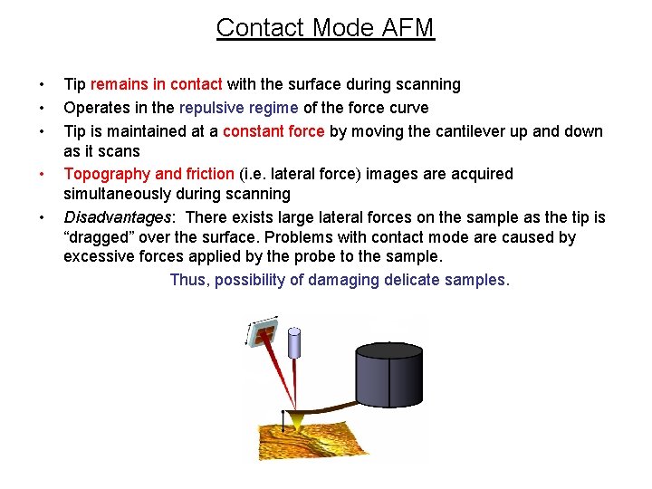 Contact Mode AFM • • • Tip remains in contact with the surface during