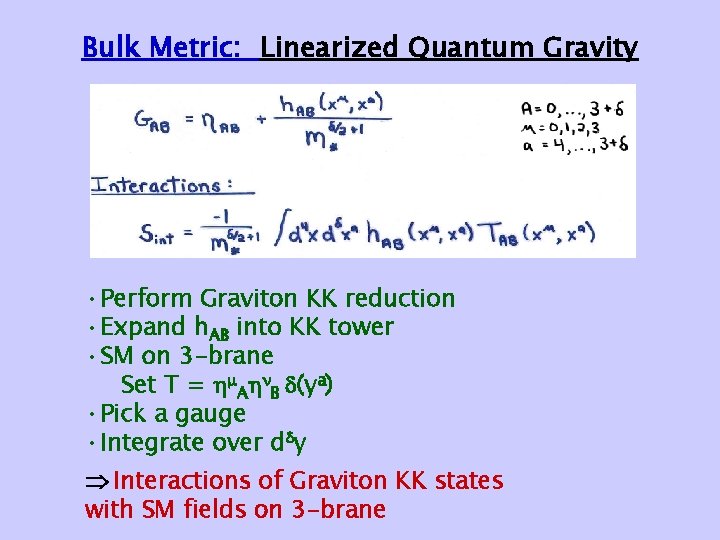 Bulk Metric: Linearized Quantum Gravity • Perform Graviton KK reduction • Expand h. AB