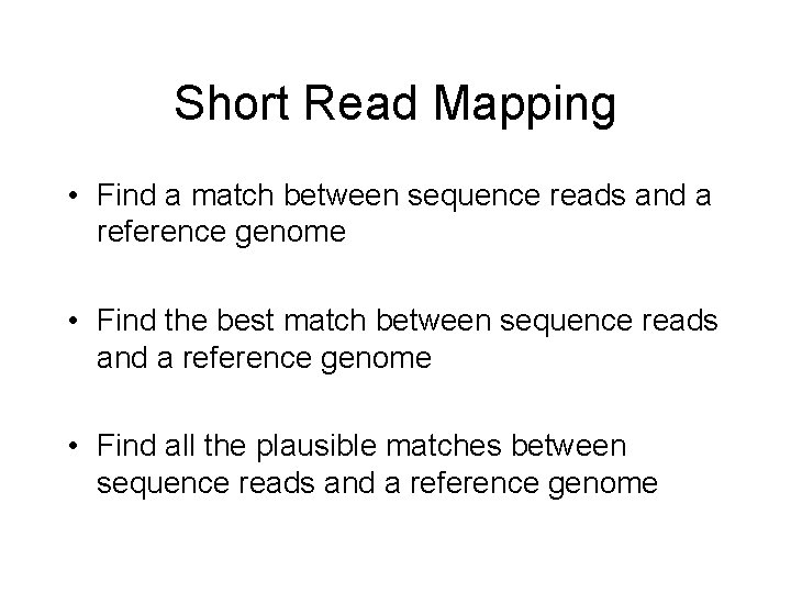 Short read mapping Alignment ABy SS Kmer 20