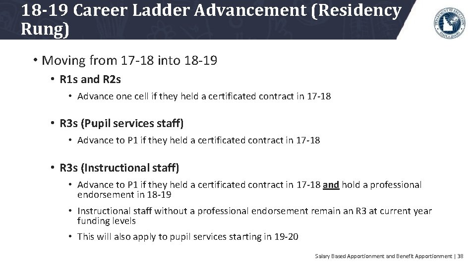 18 -19 Career Ladder Advancement (Residency Rung) • Moving from 17 -18 into 18
