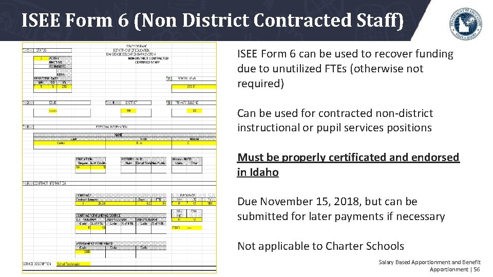 ISEE Form 6 (Non District Contracted Staff) ISEE Form 6 can be used to