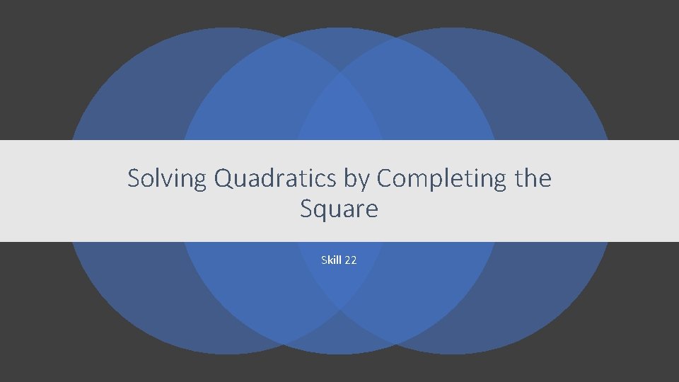 Solving Quadratics by Completing the Square Skill 22 
