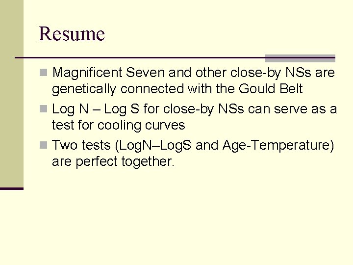 Resume n Magnificent Seven and other close-by NSs are genetically connected with the Gould