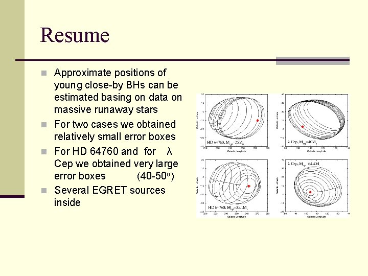 Resume n Approximate positions of young close-by BHs can be estimated basing on data