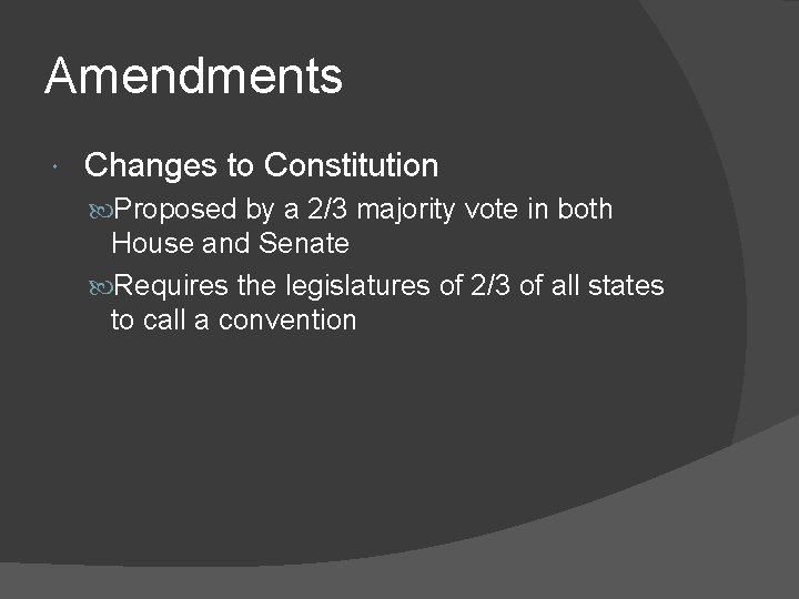 Amendments Changes to Constitution Proposed by a 2/3 majority vote in both House and